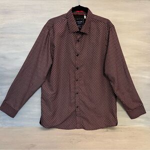 SilverStone Collection Geometric Floral Motif Print ButtonDown Dress Shirt 3X LN